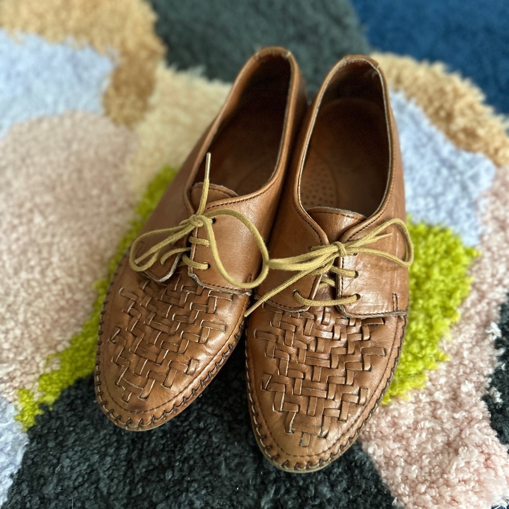 Dexter leather woven oxford loafers/brogue-style shoes